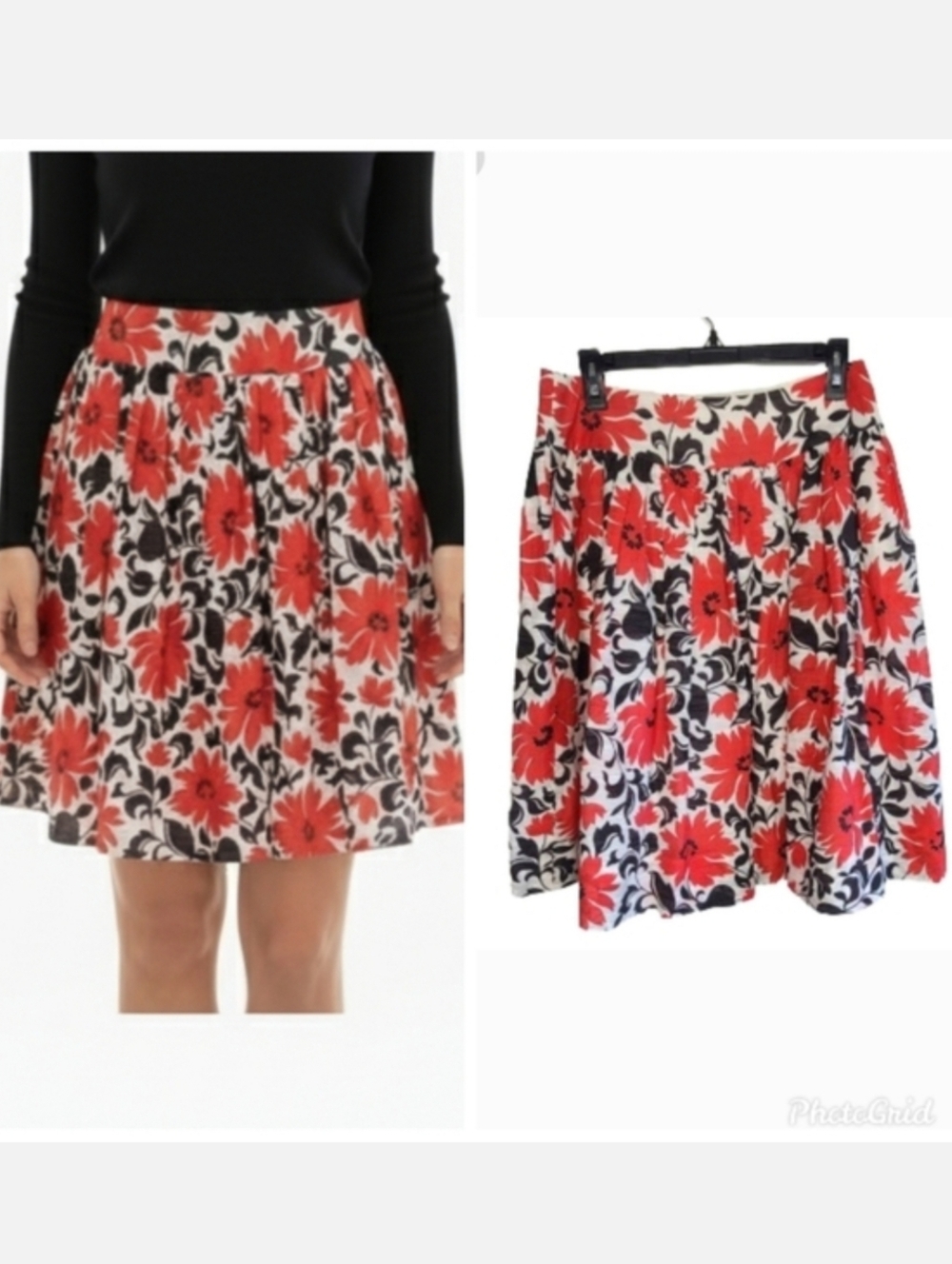 Peck & Peck Collection full floral skirt red white and black Women's size 6